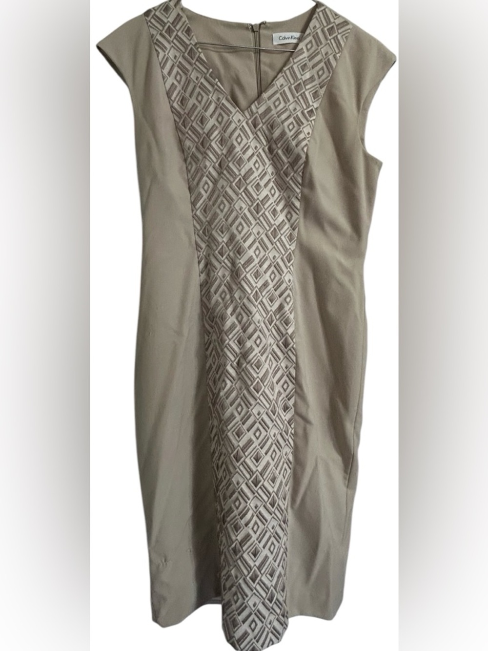 Calvin Klein Sheath Dress Size 4 Tan Beige Sleeveless Dress